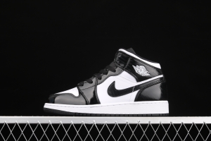 Air Jordan 1 Mid All-Star Bang all-Star black and white lacquered leather basketball shoes DD1649-001