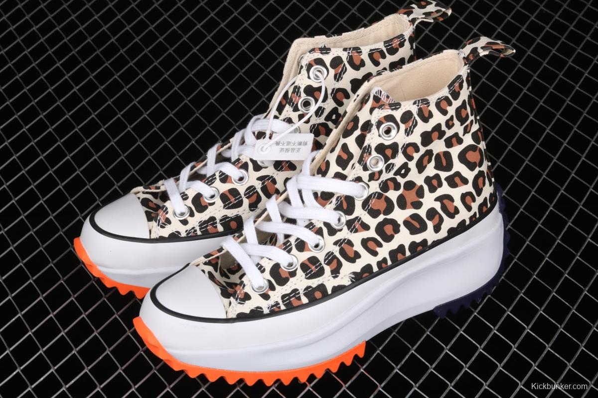 JW Anderson x Converse Run Star Hike white leopard pattern heightened casual board shoes 166862C