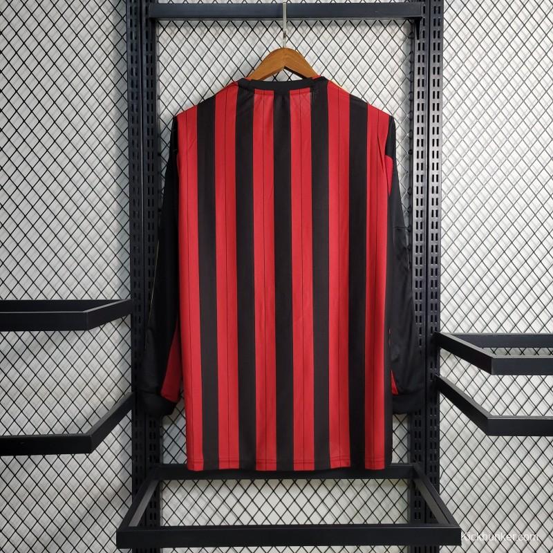 Retro Long Sleeve 2013-14 AC Milan Home Jersey