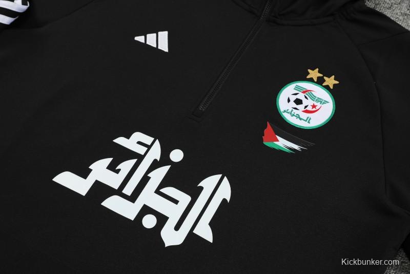 2024 Algeria Black Hoodie  Full Zipper Hoodie Jacket+Pants