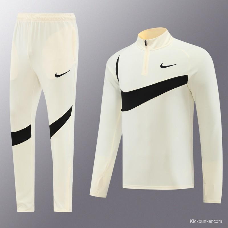 2024 Nike Light Yellow/Black Half Zipper Jacket+Pants