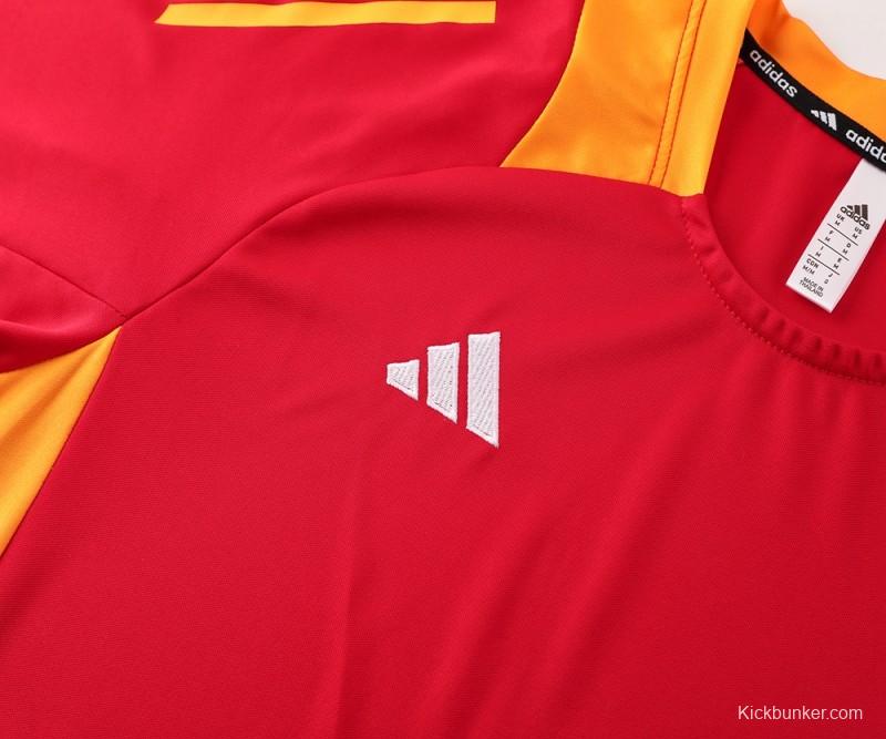 2024 Adidas Red/Yellow Short Sleeve Jersey+Shorts