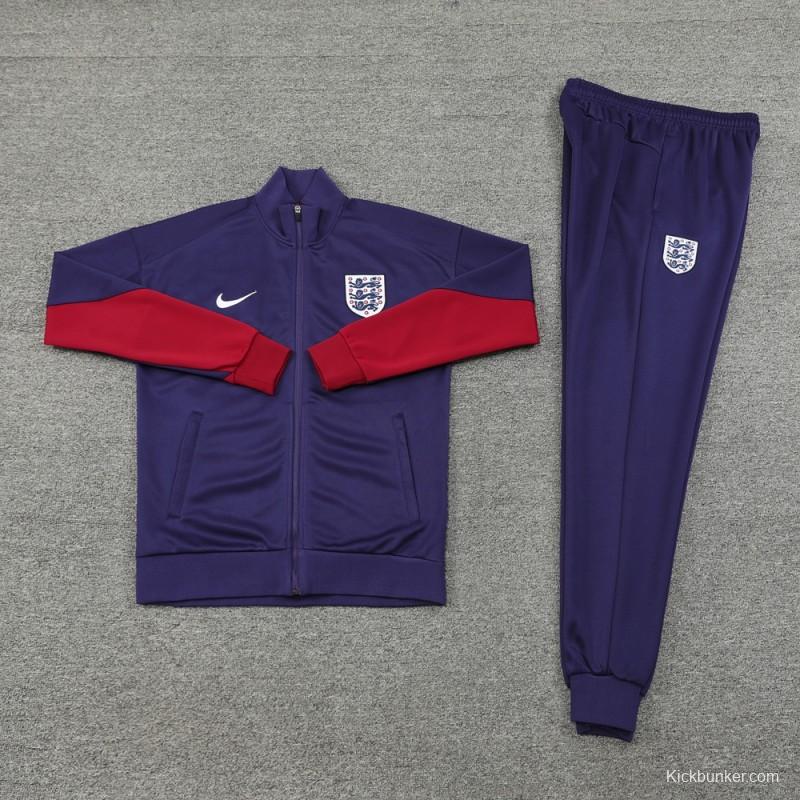 2024 England Navy Full Zipper Jacket +Long Pants