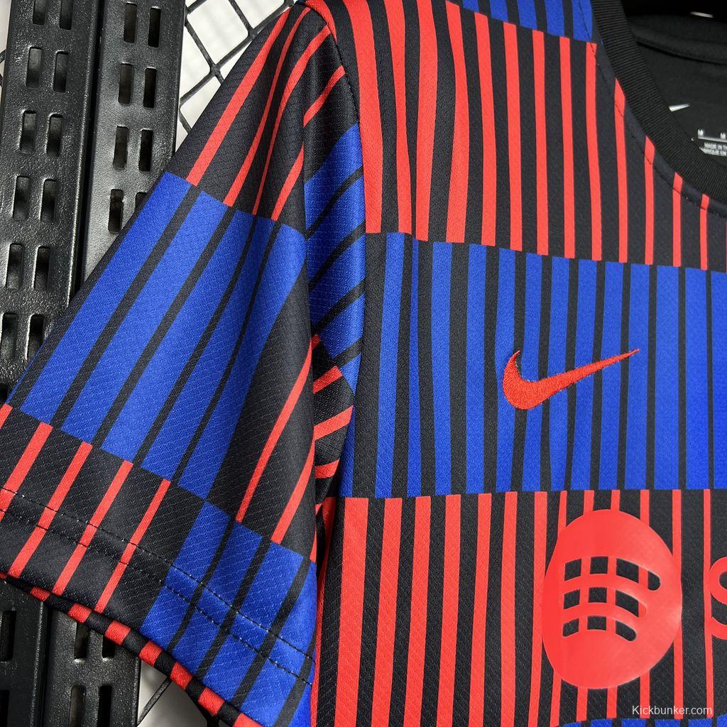 24/25 Barcelona Pre-Match Red/Blue Stripe Jersey