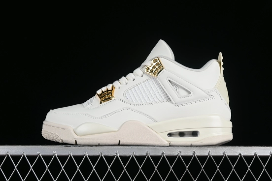 Nike Air Jordan 4 Retro Sneakers with Metallic Gold Accents - AQ9129-170
