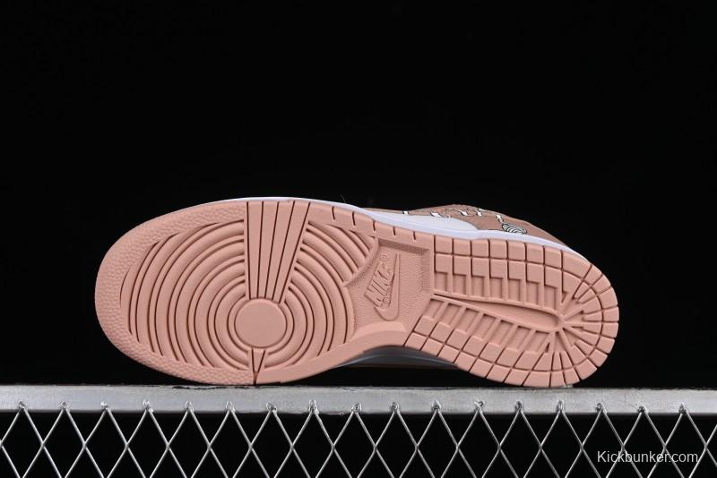 Nike Dunk Low SB Casual Sneakers with Knit Cat and Rose Pink Design - DD1503-118