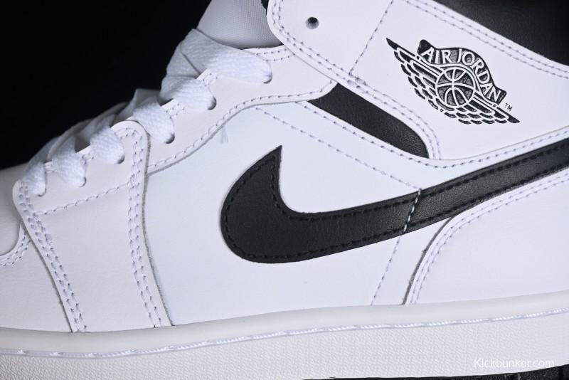 Nike Air Jordan 1 Mid AJ1 White Black Mid-Top Casual Sneakers - DQ8426-132