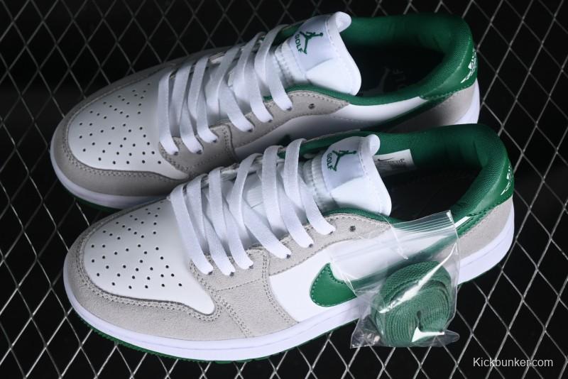 Nike Air Jordan 1 Low Golf Shoes Grey White Green - DD9315-112