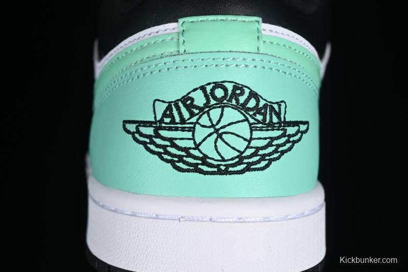 Nike Air Jordan 1 Low Retro Basketball Shoes in Mint Green and Black - 553558-131