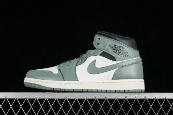 Nike Air Jordan 1 Mid AJ1 Basketball Shoes in Fresh Warm Green - BQ6472-130