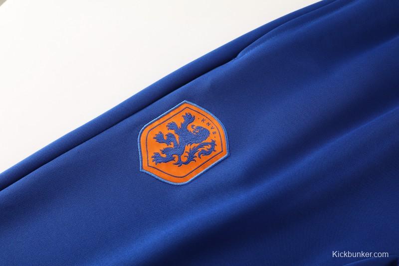 2024 Netherlands Blue Full Zipper Jacket +Long Pants