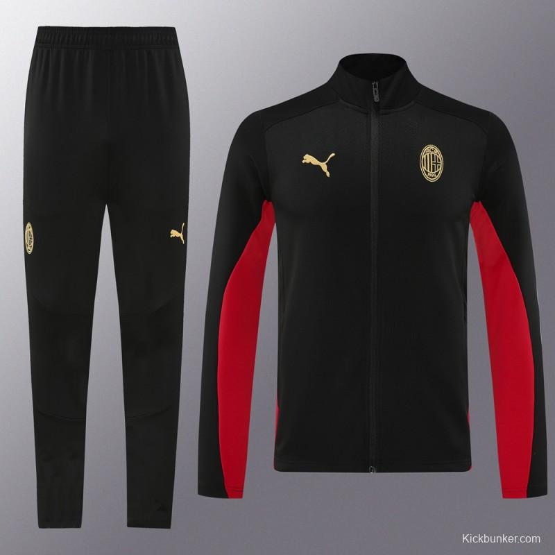 24/25 AC Milan Black/Red Full Zipper Jacket +Long Pants