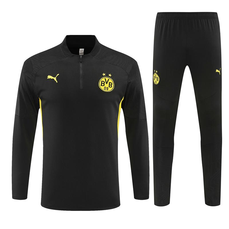 24/25 Borussia Dortmund Black Half Zipper Jacket+Long Pants