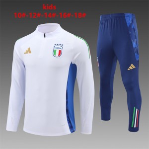 2024 Kids Italy White Half Zipper Jacket+Long Pants