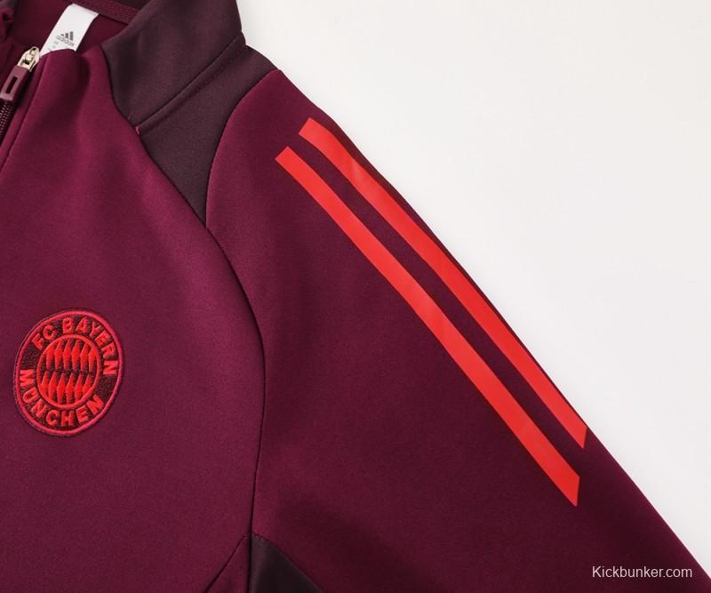 24/25 Bayern Munich Wine Full Zipper Jacket +Long Pants