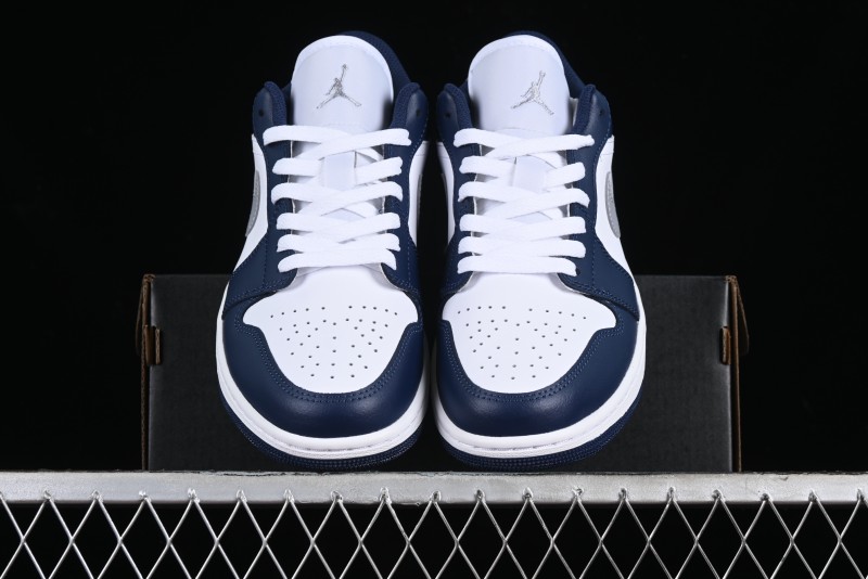 Nike Air Jordan 1 Low AJ1 White Blue Grey Low Top Lifestyle Basketball Shoes - 553558-141