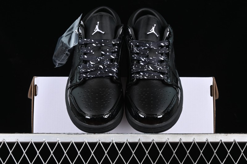 Nike Air Jordan 1 Low "Black Croc" Casual Sneakers with Crocodile-Embossed Leather - HJ7743-010