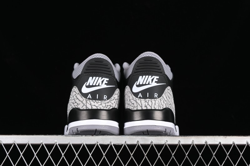 Nike Air Jordan 3 Retro Sneakers with Iconic Elephant Print and Visible Air Cushion - DN3707-010