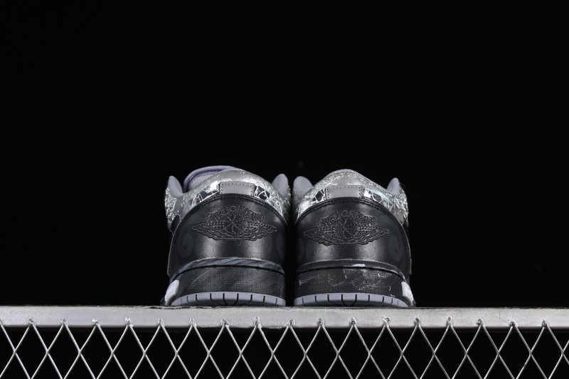 Nike Air Jordan 1 Low AJ1 Panda Prank Modern Gray Silver Black Low-top Casual Sneakers - 553560-053