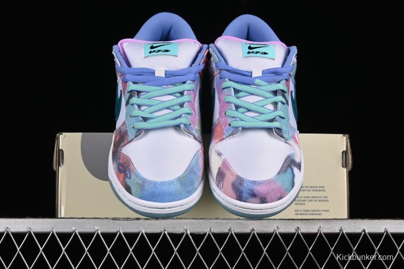 Nike Futura x Dunk Low Pro SB Skate Shoes with Tie-Dye Design - HF6061-400