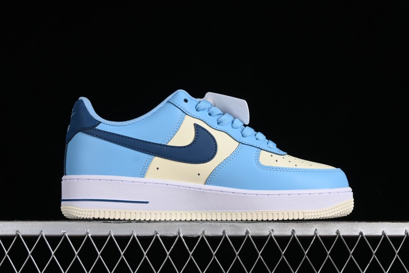 Nike Air Force 1 '07 Low White Blue Color Blocking Casual Sneakers - HF4837-407