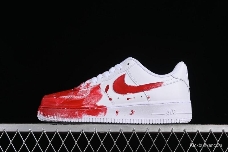 Nike Air Force 1 '07 Low Casual Sneakers with Anime Graffiti Style Crime Scene Design - 315122-211