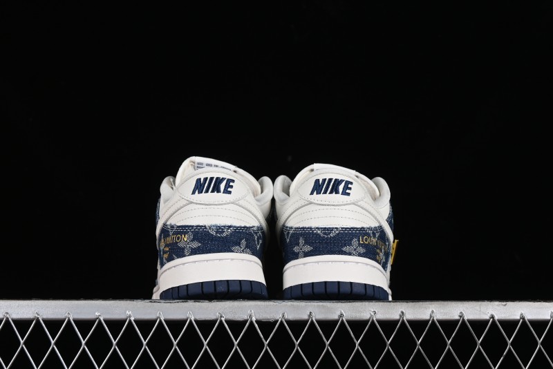 Nike SB Dunk Low LV Collaboration - Blue Denim Print Anniversary High-End Custom Low-Top Casual Sneakers - FC1688-162