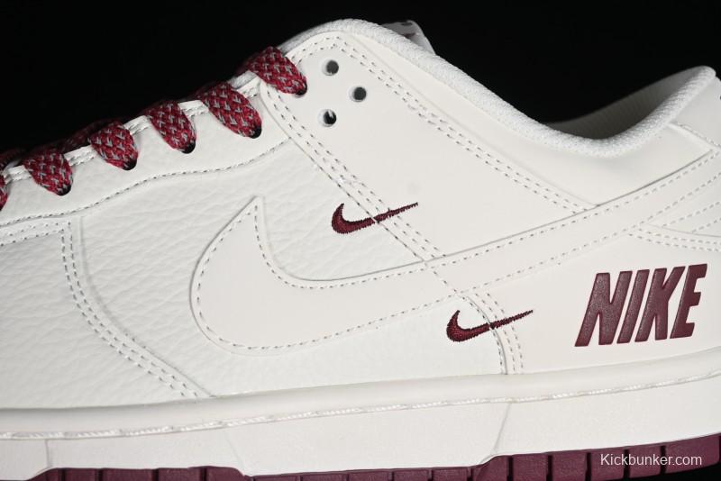 Nike SB Dunk Low Collaboration Three Swooshes Rice Wine Red Color Low-Top Casual Skateboarding Shoes - NK5639-322