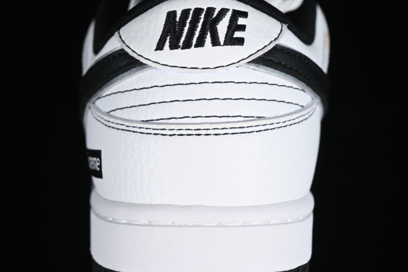 Nike Supreme x Nike SB Dunk Low Collaboration - Classic White Black Anniversary High-End Custom Low-Top Casual Skate Shoes - DY1503-100