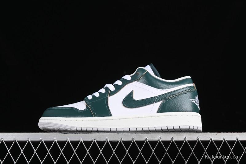 Nike Air Jordan 1 Low Retro Casual Sneakers in White Green - FQ7687-300