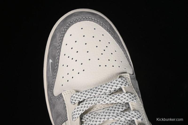 Nike SB Dunk Low Stussy Collaboration - Grey Pig Suede Patchwork Anniversary Custom Low-Top Casual Skate Shoes - CF3688-016