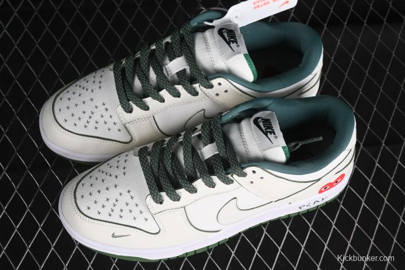Nike SB Dunk Low Comme des Garçons Collaboration - Woven Beige White Swoosh Anniversary Custom Low-Top Casual Skate Shoes - KK1888-010