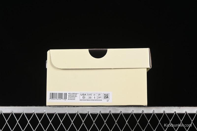 Nike Travis Scott x Fragment Design x Air Jordan 1 Low OG SP AJ1 Supreme Collaboration - Dark Blue Swoosh Low-Top Casual Sneakers - XZ2268-001