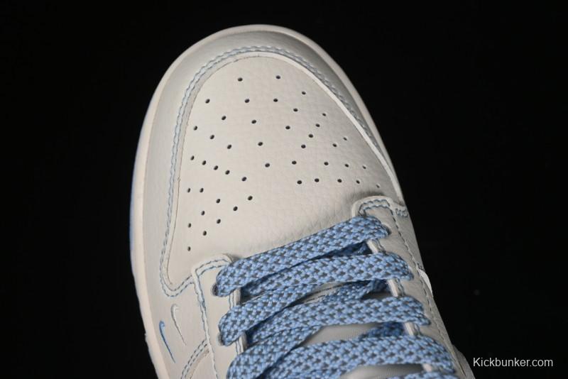 Nike SB Dunk Low Stussy Collaboration - Blue Double Swoosh Anniversary Custom Low-Top Casual Skate Shoes - BB1818-101