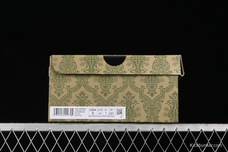 Nike Travis Scott x Fragment Design x Air Jordan 1 Low OG SP AJ1 Gucci Collaboration - White Low-Top Casual Sneakers LJ5188-014