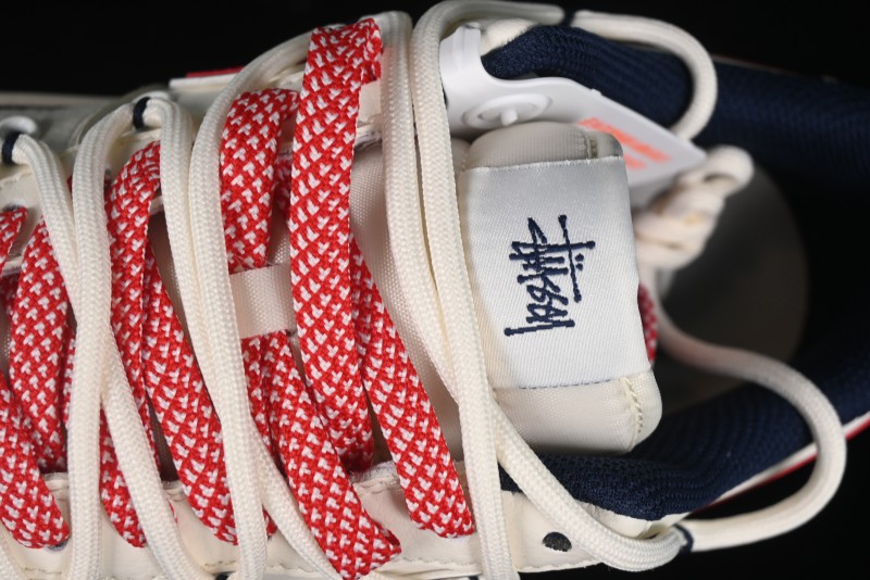 Nike Air Force 1 '07 Low Stussy Collaboration - Off White Red Lace-Up Low-Top Casual Sneakers - SJ1198-300