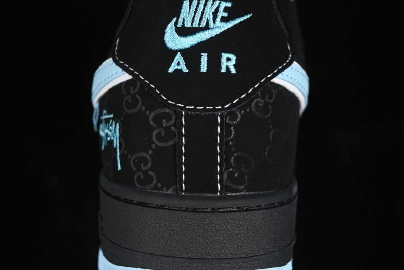 Nike Air Force 1 '07 Low Stussy Collaboration - Black Tiffany Low-Top Casual Sneakers - KK1988-008