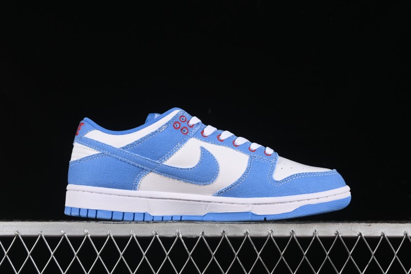 Nike SB Dunk Low Supreme Collaboration - Woven Blue Swoosh Anniversary Custom Low-Top Casual Skate Shoes - KK1888-015