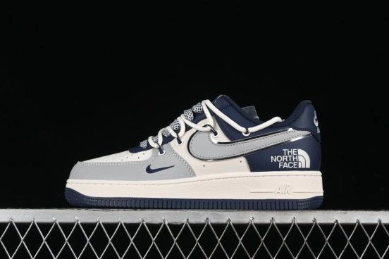 Nike Air Force 1 '07 Low The North Face Collaboration - Grey Blue Drawstring Low-Top Casual Sneakers - SJ1198-700