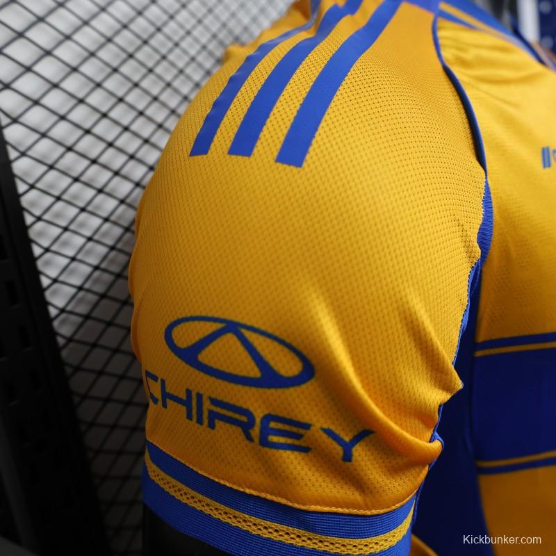 Player Version 25/26 Tigres UANL Home Yellow with Blue Stripes Jersey