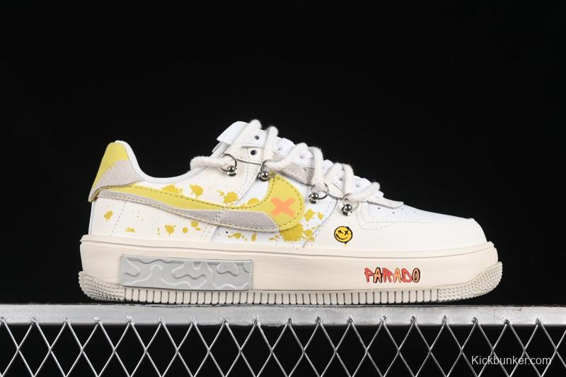 Nike Air Force 1 Fontanka Custom Graffiti Low-Top Casual Sneakers with Deconstructed Dual Laces - DV6984-001
