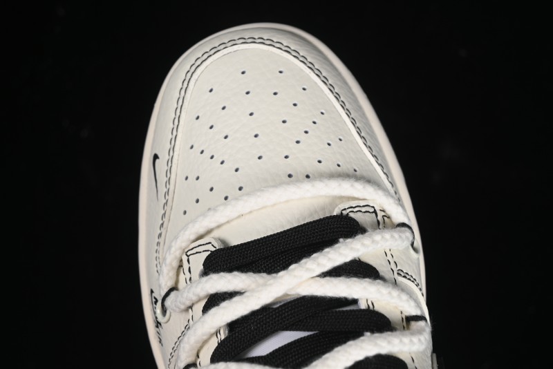 Nike SB Dunk Low Supreme Collaboration - Beige Black Mini Swoosh Anniversary Customized Low-Top Casual Skate Shoes - XX2025-566