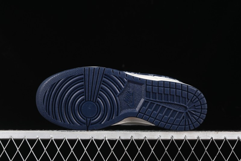 Nike SB Dunk Low LV Collaboration - Denim Print Swoosh Anniversary High-End Custom Low-Top Casual Skate Shoes - XB3802-360