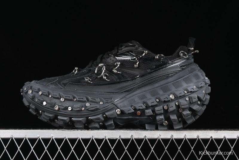 Balenciaga Defender Rubber Platform Sneakers Low-Top Combat Outdoor Shoes with Studded Design and Exaggerated Tire Tread Sole - W2RAG1081