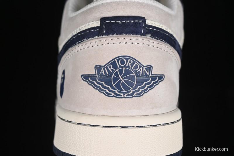 Nike Air Jordan 1 Low BAPE Collaboration Retro Basketball Shoes - WG8850-015