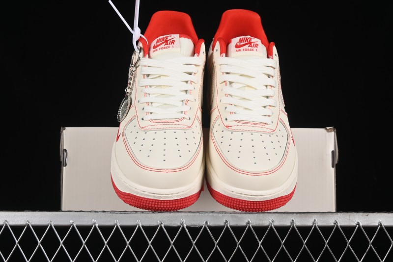 Nike Air Force 1 '07 Low Comme des Garcons Collaboration - Off-White Red Line Low-Top Casual Sneakers - KK3333-001