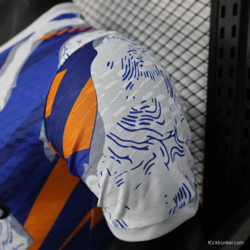 Player Version 25/26 Real Madrid Limited Edition Blue Orange Abstract Pattern Jersey