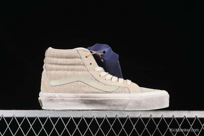 Vans Notre Premium Sk8-Hi High-Top Skate Shoes with Upgraded Suede and Linen Materials - VN000CR0BWQ