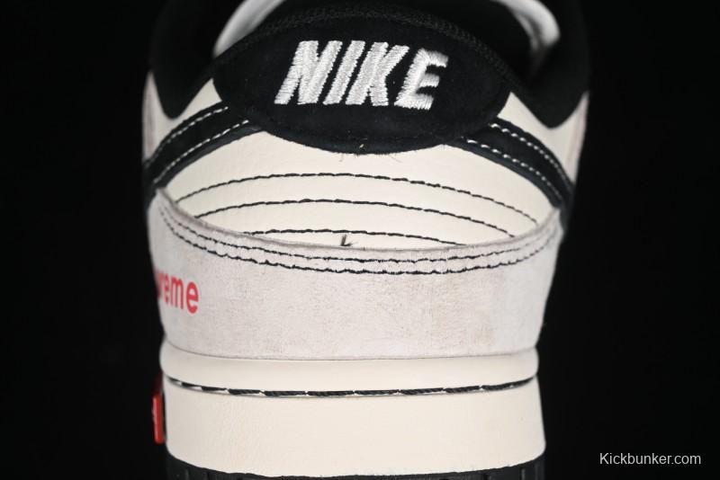 Nike SB Dunk Low SUP Collaboration - Gray White Black Swoosh Anniversary High-End Custom Low-Top Casual Skate Shoes - MM1089-019
