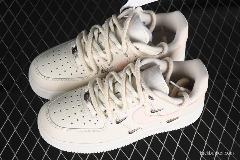 Nike Air Force 1 '07 Low Pink Deconstructed Swoosh Casual Sneakers - FC8110-181